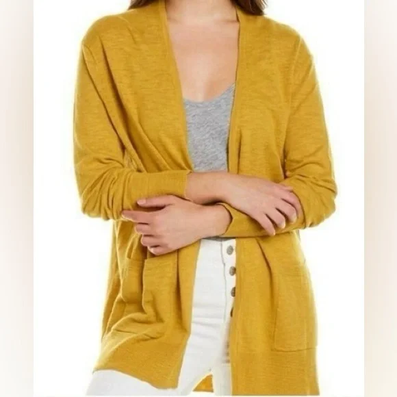 Madewell S summer ryder cardigan slouchy sweater long sleeve mustard cotton - Picture 3 of 11